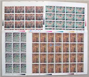 1996-20 敦煌壁画（第六组）邮票 大版(一套四版,28套票)中国四大石窟