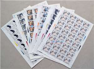 1997-4 潘天寿作品选 邮票 大版(一套六版,32套票)